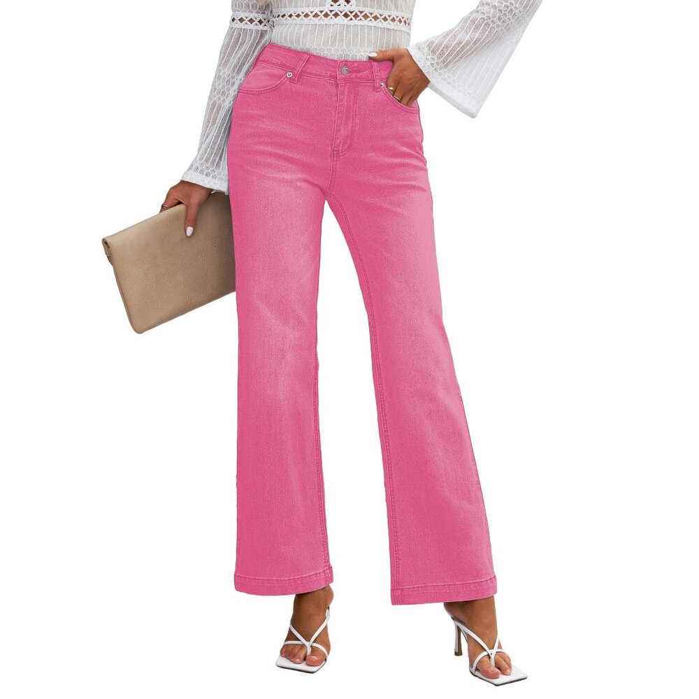 Luvamia High Waist Wide Leg Jeans Pink Sz 14